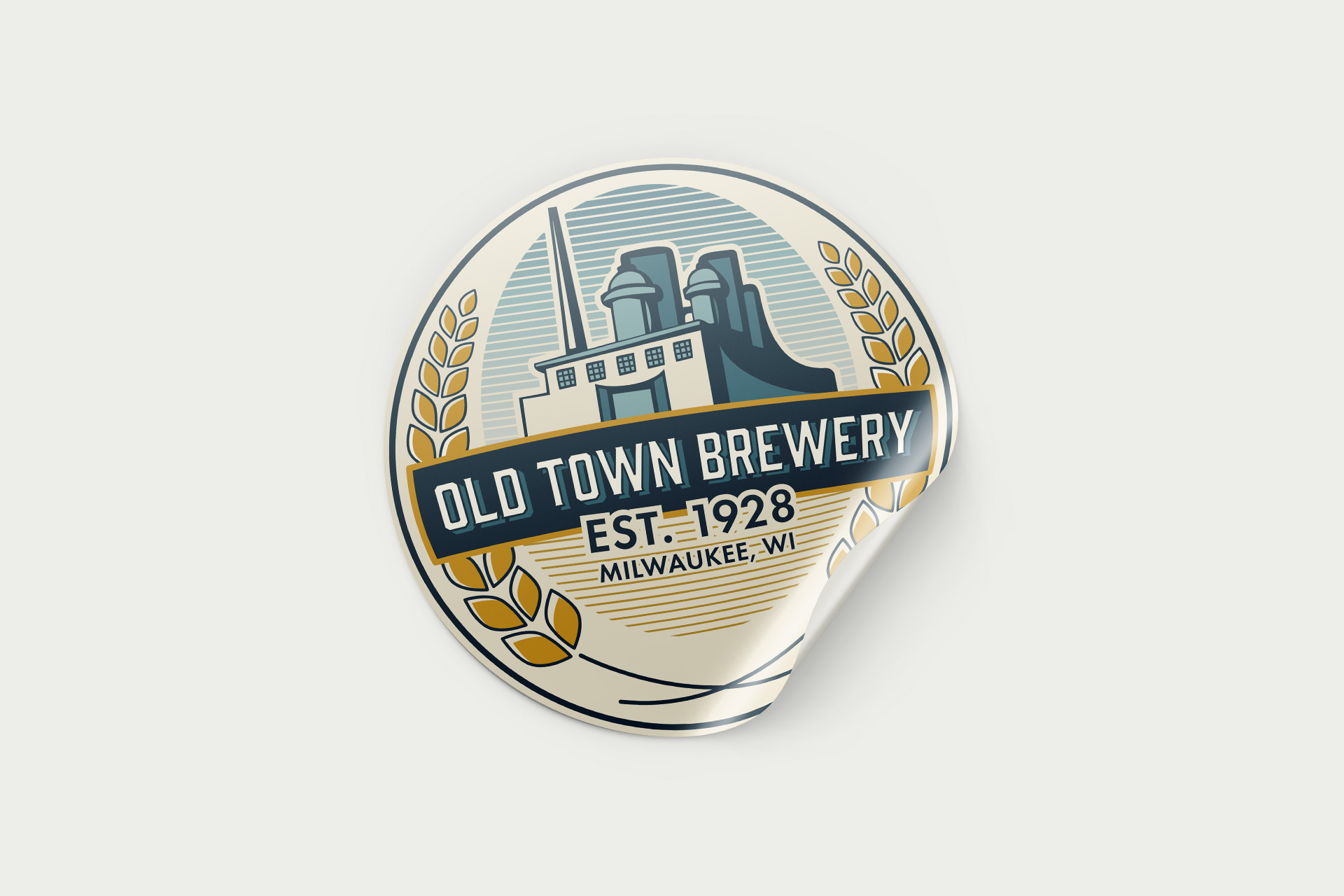 image of custom brewery sticker peeling