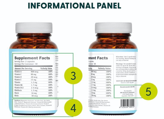 creating an FDA-compliant supplement label: informational panel with required statements